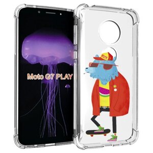 Чехол MyPads медведь на скейте для Motorola Moto G7 Play задняя-панель-накладка-бампер