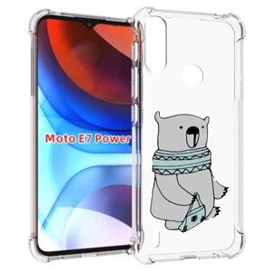 Чехол MyPads Модный медведь для Motorola Moto E7 Power задняя-панель-накладка-бампер