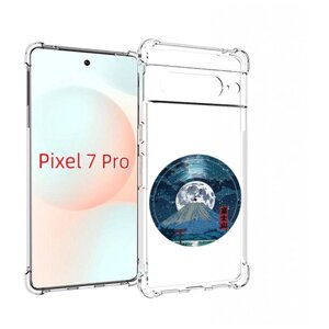 Чехол MyPads нарисованная виниловая гора с луной для Google Pixel 7 Pro задняя-панель-накладка-бампер