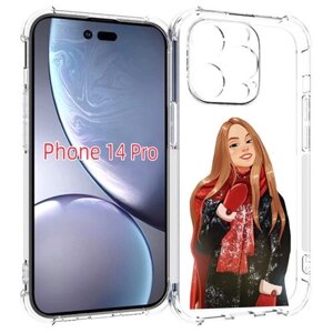 Чехол MyPads Новогодний-зимний-арт женский для iPhone 14 Pro задняя-панель-накладка-бампер