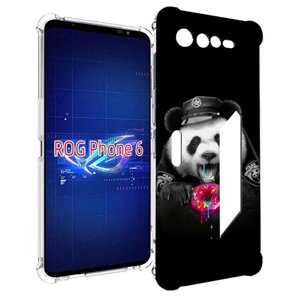 Чехол MyPads Панда-с-пончиком для Asus ROG Phone 6 задняя-панель-накладка-бампер