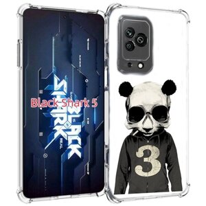 Чехол MyPads Панда-в-костюме для Xiaomi Black Shark 5 задняя-панель-накладка-бампер