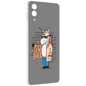 Чехол MyPads Продавец-единорог для Samsung Galaxy Z Flip 4 (SM-F721) задняя-панель-накладка-бампер