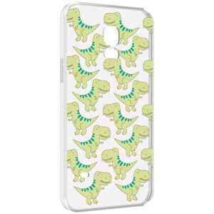 Чехол MyPads зеленые-динозаврики для Samsung Galaxy S5 mini задняя-панель-накладка-бампер