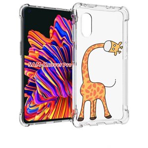 Чехол MyPads жирафик детский для Samsung Galaxy Xcover Pro 1 задняя-панель-накладка-бампер