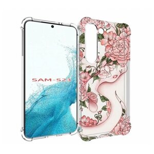 Чехол MyPads змея-в-розовых-цветах женский для Samsung Galaxy S23 задняя-панель-накладка-бампер