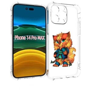 Чехол MyPads золотой-кот для iPhone 14 Pro Max задняя-панель-накладка-бампер