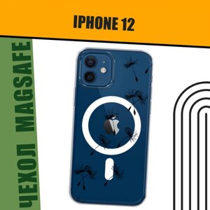 Чехол на Айфон 12/12 Про MagSafe с магнитом с принтом "Летящие одуванчики"