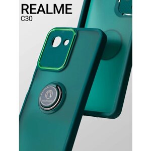 Чехол на Realme C30/C30S/Narzo 50i Prime с кольцом, зеленый