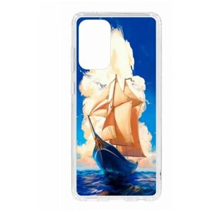 Чехол на Samsung Galaxy A32 Kruche Print Парусник, защитный силиконовый бампер с рисунком, противоударный, пластиковый кейс, накладка с принтом