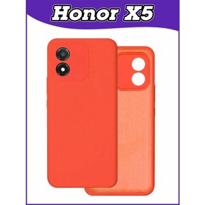 Чехол накладка Honor X5 / Хонор Х5 противоударный из качественного силикона с покрытием Soft Touch / Софт Тач красный