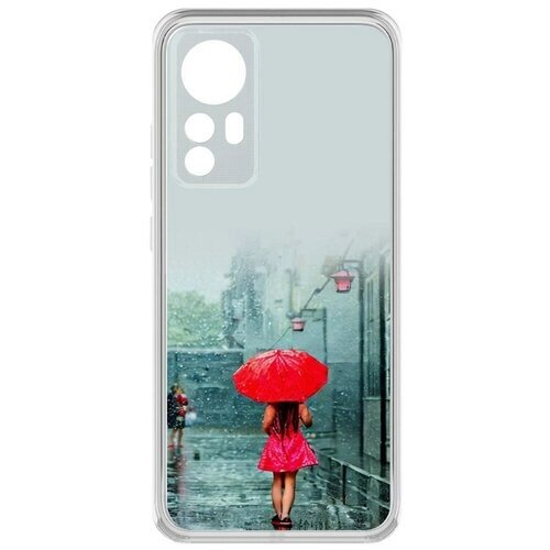 Чехол-накладка Krutoff Clear Case Красный зонтик для Xiaomi 12