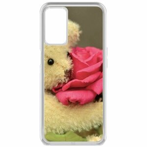 Чехол-накладка Krutoff Clear Case Медвежонок с розой для Oppo A54s