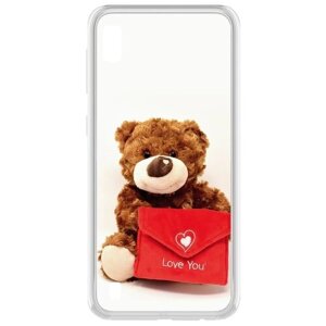 Чехол-накладка Krutoff Clear Case Женский день - Медвежонок тебя любит для Samsung Galaxy A10 (A105)