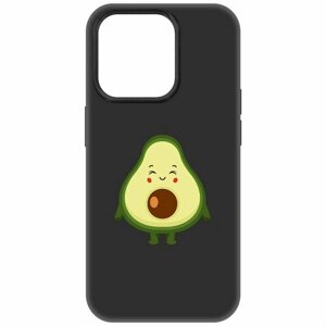 Чехол-накладка Krutoff Soft Case Авокадо Милый для iPhone 15 Pro черный