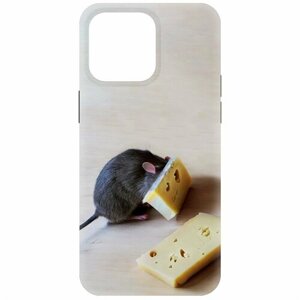 Чехол-накладка Krutoff Soft Case Мышь и сыр для iPhone 15 Pro Max черный