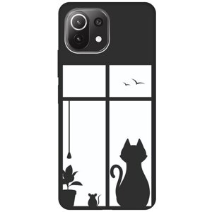 Чехол - накладка Soft Sense 3D для Xiaomi Mi 11 Lite 4G с принтом "Cat and Mouse"