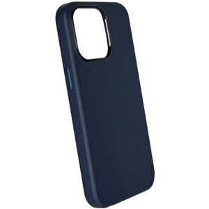 Чехол с MagSafe для iPhone 14 Pro Кожаный (Leather Co)-Темно Синий