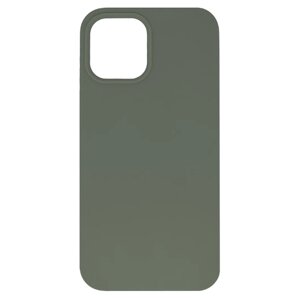 Чехол силиконовый ( не скользит ) зеленый / болотный ( Silicone Case ) Apple iPhone 13 Pro Max с защитой для камеры и мягкой микрофиброй / бахромой внутри / айфон 13 про макс