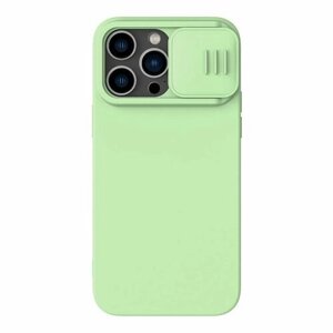 Чехол силиконовый с защитой камеры для iPhone 14 Pro Max, Nillkin CamShield Silky Magsafe Mint Green