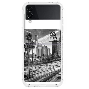Чехол задняя-панель-накладка-бампер MyPads черно белый лос анджелес для Samsung Galaxy Z Flip 3 противоударный