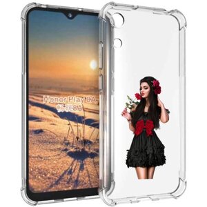 Чехол задняя-панель-накладка-бампер MyPads девушка-в-черном-платье-с-розой женский для Honor 8A/Huawei Y6 (2019)/Honor 8A Pro/Y6 Prime 2019/Huawei Y6s противоударный