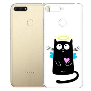 Чехол задняя-панель-накладка-бампер MyPads Кот ангелок для Huawei Honor 7C/Huawei Honor Play 7A High противоударный
