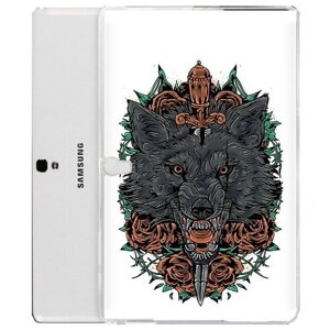 Чехол задняя-панель-накладка-бампер MyPads красивый злой волк для Samsung Galaxy Tab S 10.5 SM-t800/t801/t805 противоударный