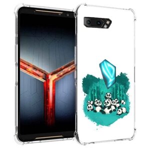 Чехол задняя-панель-накладка-бампер MyPads нарисованные панды для Asus ROG Phone 2 ZS660KL противоударный