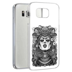 Чехол задняя-панель-накладка-бампер MyPads портрет девушки черно белый для Samsung Galaxy S6 SM-G925F противоударный
