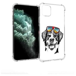 Чехол задняя-панель-накладка-бампер MyPads счастливая собака для iPhone 11 Pro Max противоударный