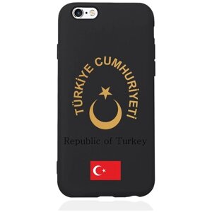 Черный силиконовый чехол для iPhone 6/6s Золотой Герб Турции