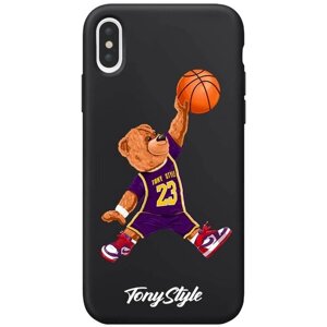 Черный силиконовый чехол для iPhone Xs Max Tony Style баскетболист с мячом