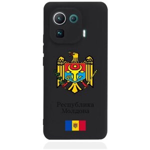 Черный силиконовый чехол для Xiaomi Mi 11 Pro Герб Республики Молдова/ Герб Молдавии