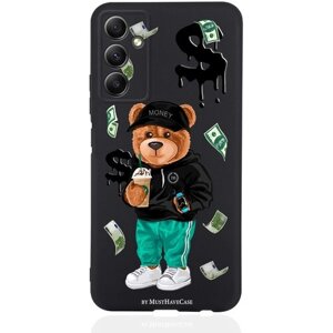 Черный силиконовый чехол MustHaveCase для Samsung Galaxy A34 Tony Bear/ Мишка Тони