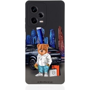 Черный силиконовый чехол MustHaveCase для Xiaomi Redmi Note 12 Pro Tony Moscow city/ Тони Москва Сити