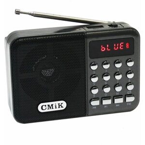 Цифровой Bluetooth радиоприемник с MP3-проигрывателем и питанием от сменного аккумулятора 18650 CMiK MK-066 Black