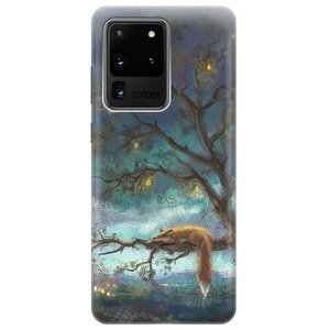 Cиликоновый прозрачный чехол ArtColor для Samsung Galaxy S20 Ultra с принтом "Лиса на дереве"