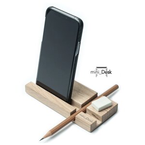 Деревянная подставка-держатель для телефона с органайзером для канцелярских принадлежностей mini_Desk small Дуб светлый