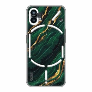 Дизайнерский силиконовый чехол для Насинг Фон 1 / Nothing Phone (1) Мрамор зеленое золото