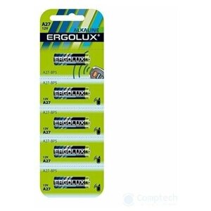 Ergolux LR27A BL-5 (A27-BP5 батарейка 12В) (5 шт. в уп-ке)