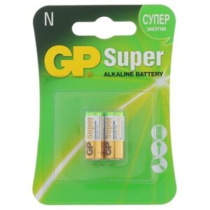 GP Батарейка алкалиновая GP Super, LR1 (910A)-2BL, 1.5В, блистер, 2 шт.