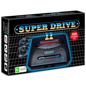 Игровая приставка 16 bit Super Drive 2 Classic (105 в 1) + 105 встроенных игр + 2 геймпада (Черная)