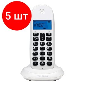 Комплект 5 штук, Радиотелефон Dect Motorola C1001CB+цвет белый)