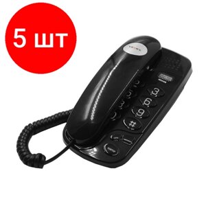 Комплект 5 штук, Телефон проводной teXet TX-238 черный