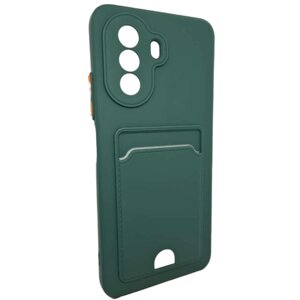 Mariso Чехол-накладка BUTTON с карманом для карт для Huawei Nova Y70 темно-зеленый (Зеленый)