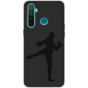 Матовый чехол Kickboxing для realme 5 Pro / Рилми 5 Про с эффектом блика черный