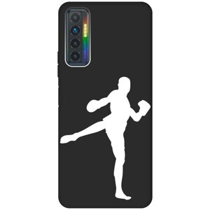 Матовый чехол Kickboxing W для Tecno Camon 17P / Техно Камон 17Р с 3D эффектом черный