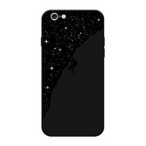 Матовый силиконовый чехол на Apple iPhone 6S / Айфон 6S Скалолаз в космосе, черный
