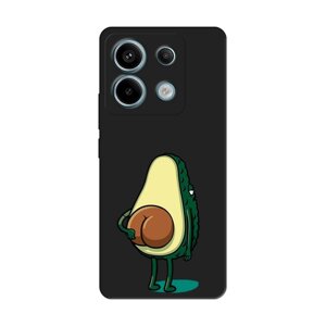Матовый силиконовый чехол на Xiaomi Poco X6 / Сяоми Поко X6 Попа авокадо, черный